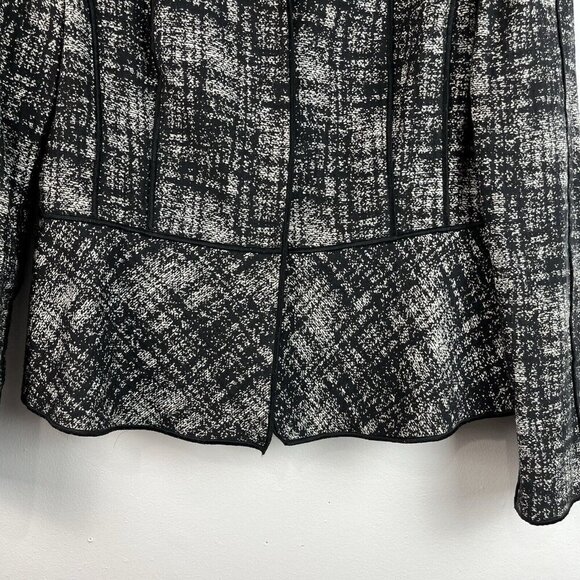 Lafayette 148 New York BlazerJacket Size 6 Black‎ Plaid Cotton Linen Academia - Picture 6 of 16